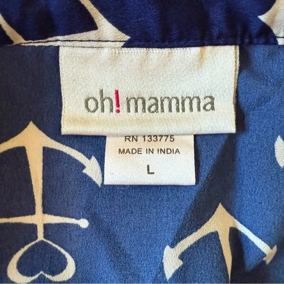 Oh! Momma Maternity Nautical Tunic, Sz L, Long Shirt Navy & White Short Sleeves - Picture 3 of 8